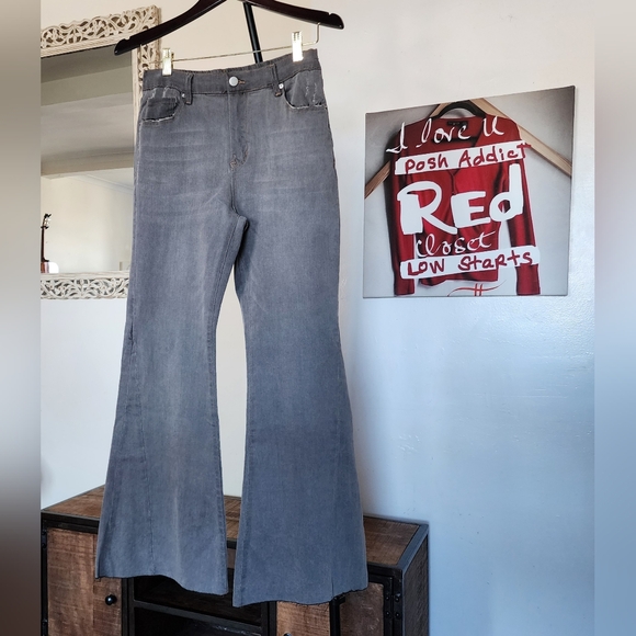 Easel Wide Flare Jeans Grey Size M Waist 15 - 18 Inseam 31 - Picture 1 of 2